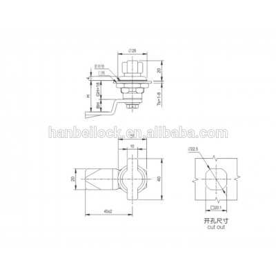 MS714-2 Industrial cam lock quarter turn lock Thumb Turn Cabinet Lock